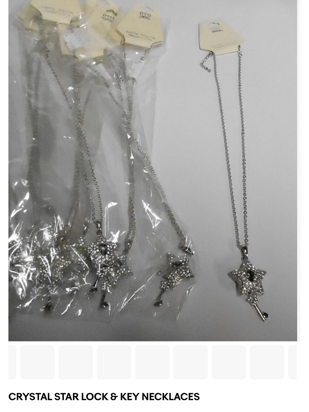Vintage 2004 Iced Out Rhinestone Star Key Necklace Y2K Grunge (NOS Deadstock)